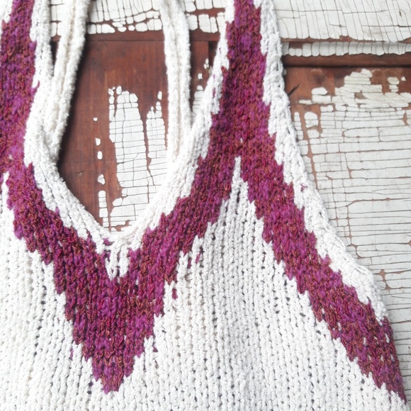 Free People knit racer back tank white and pink xs - Picture 5 of 8